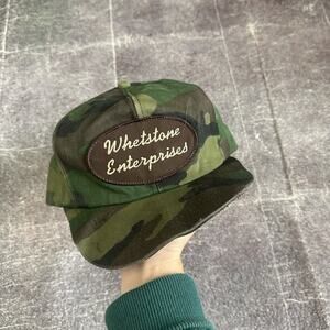 Men's Vintage 80's K Products USA Whetstone Enterprises Camo Snapback Hat Cap